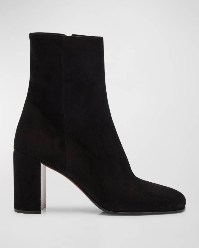 Suede Block-Heel Ankle Boots